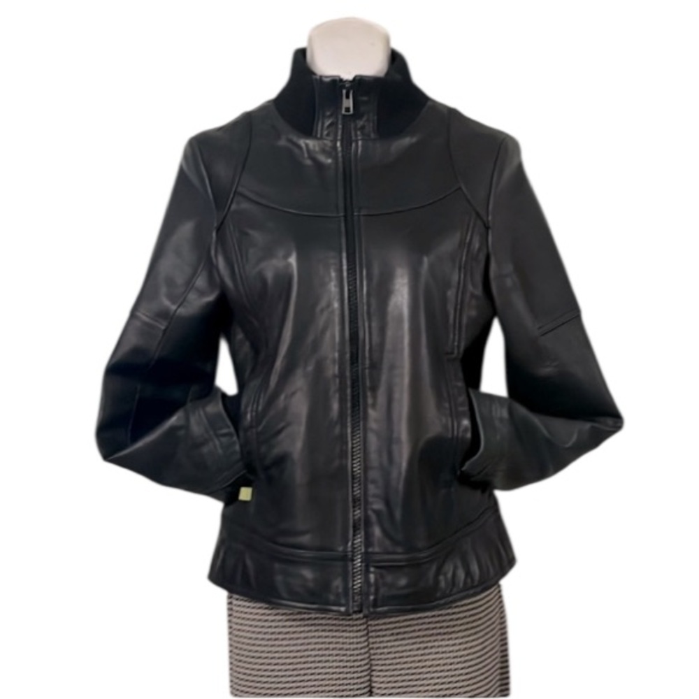 Soia Kyo Women’s Black Leather Moto Bomber Goth Grunge Motorcycle Riding Jacket